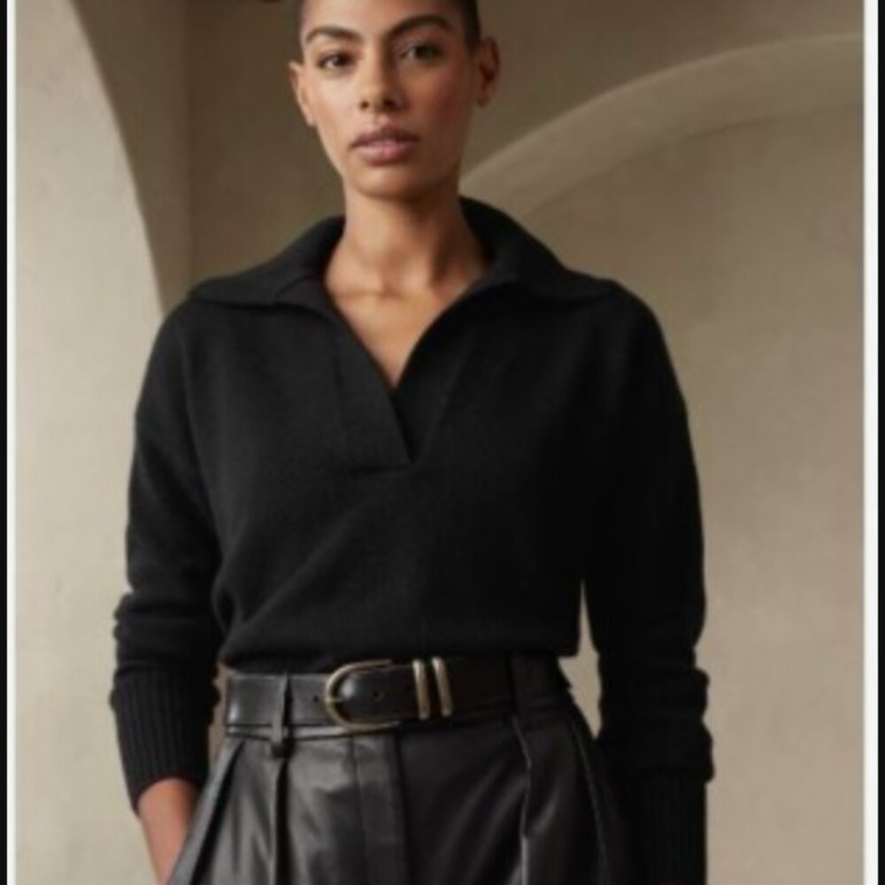Banana Republic Cashmere Polo Sweater, Black